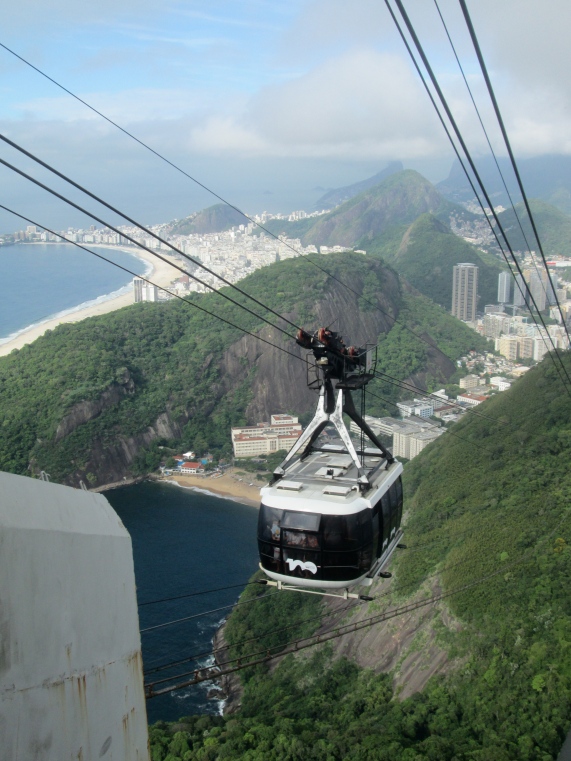 The famous cable car that takes you to Sugar Loaf Mountain.